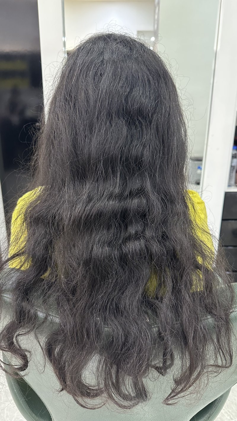 Before protein treatment at Blush N Curls Dubai